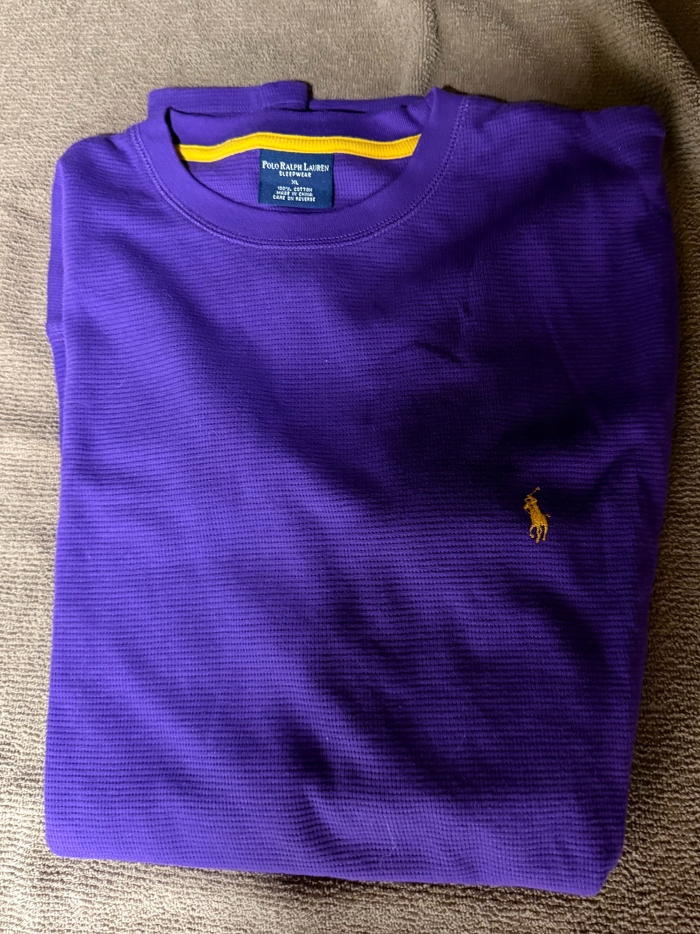 Polo by Ralph Lauren Purple Crewneck Sweater with Yellow Pony